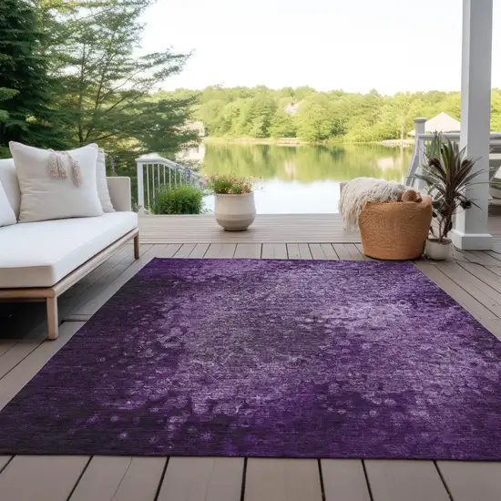 3' X 4' Purple Washable Non Skid Indoor Outdoor Area Rug Photo 8