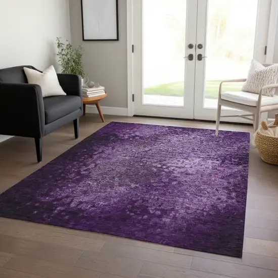 3' X 4' Purple Washable Non Skid Indoor Outdoor Area Rug Photo 9