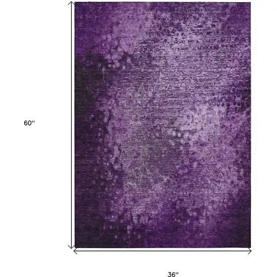 3' X 5' Purple Washable Non Skid Indoor Outdoor Area Rug Photo 3