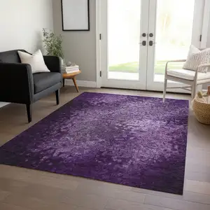 Photo of 3' X 5' Purple Washable Non Skid Indoor Outdoor Area Rug