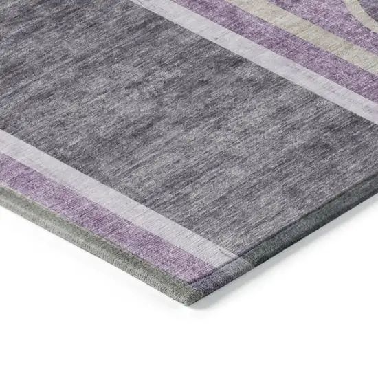 Purple and Black Abstract Washable Indoor Outdoor Area Rug Photo 5