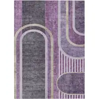 Photo of 3' X 4' Purple and Black Abstract Washable Non Skid Indoor Outdoor Area Rug