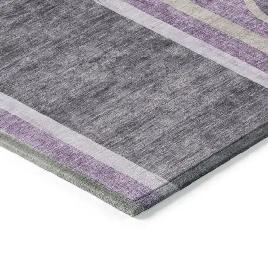 3' X 5' Purple and Black Abstract Washable Non Skid Indoor Outdoor Area Rug Photo 5