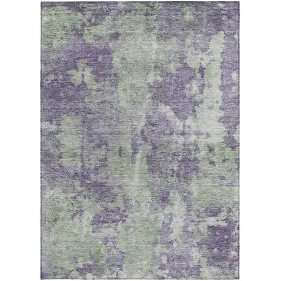 3' X 4' Purple and Green Abstract Washable Non Skid Indoor Outdoor Area Rug Photo 4