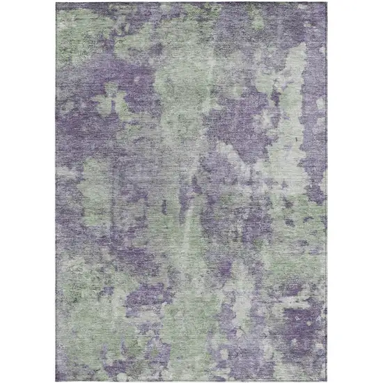 3' X 4' Purple and Green Abstract Washable Non Skid Indoor Outdoor Area Rug Photo 5