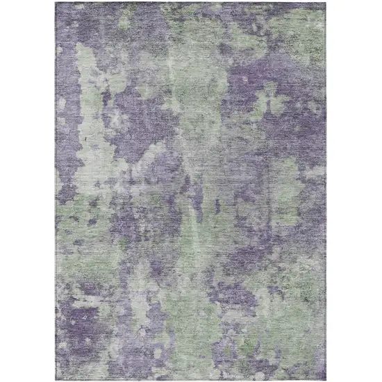 3' X 4' Purple and Green Abstract Washable Non Skid Indoor Outdoor Area Rug Photo 2