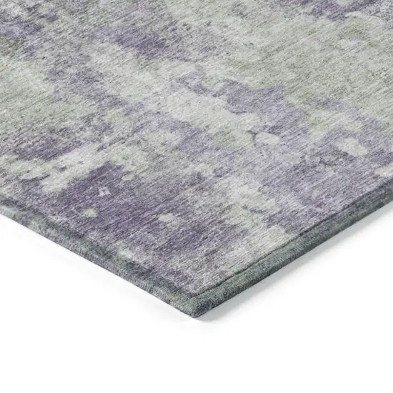 3' X 5' Purple and Green Abstract Washable Non Skid Indoor Outdoor Area Rug Photo 7