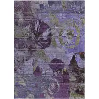 Photo of 3' X 4' Purple and Green Floral Washable Non Skid Indoor Outdoor Area Rug