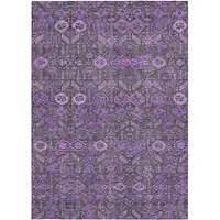 Photo of 3' X 5' Purple and Green Floral Washable Non Skid Indoor Outdoor Area Rug