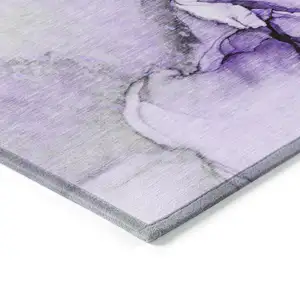 Photo of 3' X 4' Purple and Ivory Abstract Washable Non Skid Indoor Outdoor Area Rug