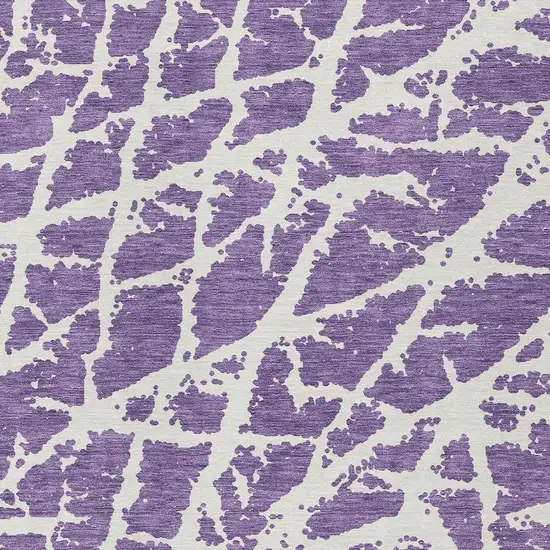 Purple and White Abstract Washable Non Skid Indoor Outdoor Area Rug Photo 7