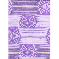 Photo of 3' X 4' Purple and White Abstract Washable Non Skid Indoor Outdoor Area Rug