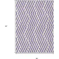 Photo of 3' X 4' Purple and White Geometric Washable Non Skid Indoor Outdoor Area Rug