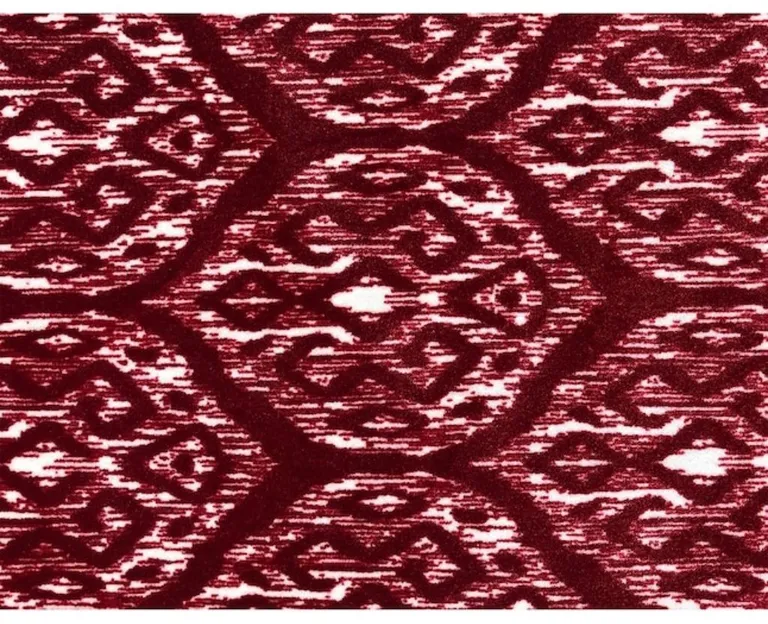 2' X 3' Red And White Ikat Tufted Washable Non Skid Area Rug Photo 1