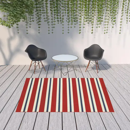 6' X 9' Red Geometric Stain Resistant Indoor Outdoor Area Rug Photo 2