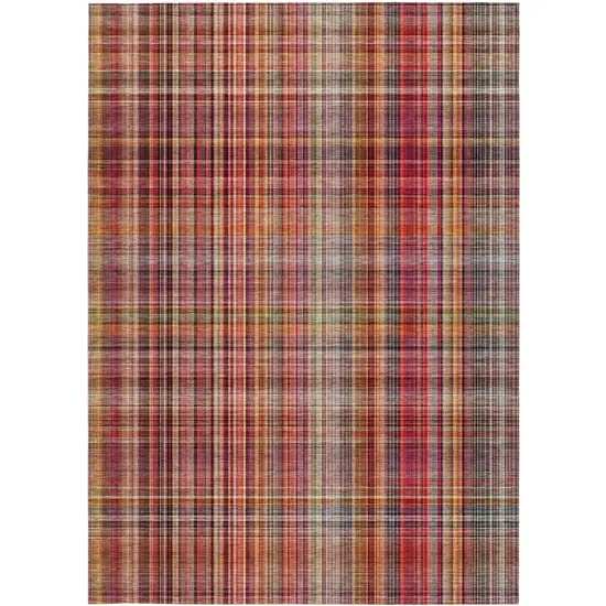 3' X 4' Red Plaid Washable Non Skid Indoor Outdoor Area Rug Photo 5