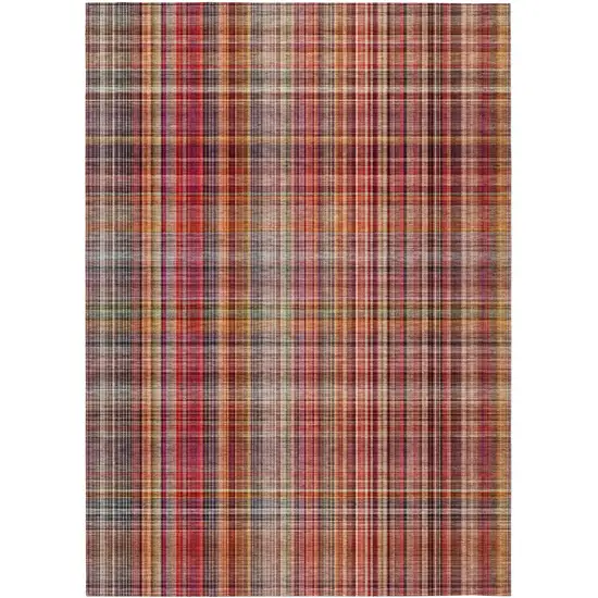 3' X 4' Red Plaid Washable Non Skid Indoor Outdoor Area Rug Photo 2