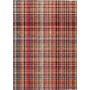 Photo of 3' X 4' Red Plaid Washable Non Skid Indoor Outdoor Area Rug