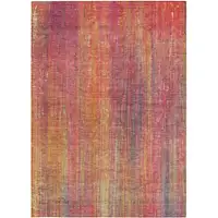 Photo of 3' X 4' Red and Orange Striped Washable Non Skid Indoor Outdoor Area Rug