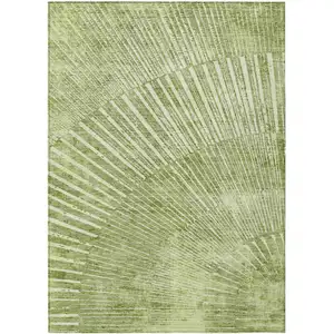 Photo of 3' X 4' Sage Abstract Washable Non Skid Indoor Outdoor Area Rug