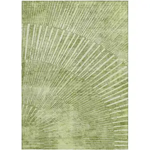 Photo of 3' X 5' Sage Abstract Washable Non Skid Indoor Outdoor Area Rug