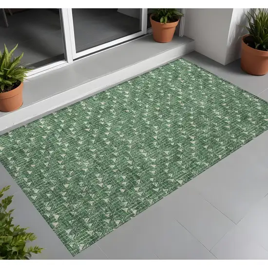 3' X 4' Sage Geometric Washable Non Skid Indoor Outdoor Area Rug Photo 1