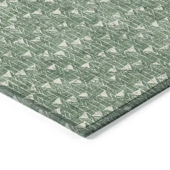 3' X 4' Sage Geometric Washable Non Skid Indoor Outdoor Area Rug Photo 5