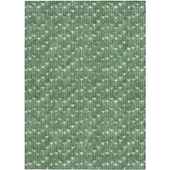 3' X 4' Sage Geometric Washable Non Skid Indoor Outdoor Area Rug Photo 7