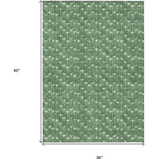 3' X 5' Sage Geometric Washable Non Skid Indoor Outdoor Area Rug Photo 3