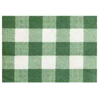 Photo of 2' X 3' Sage Green And White Plaid Tufted Washable Non Skid Area Rug