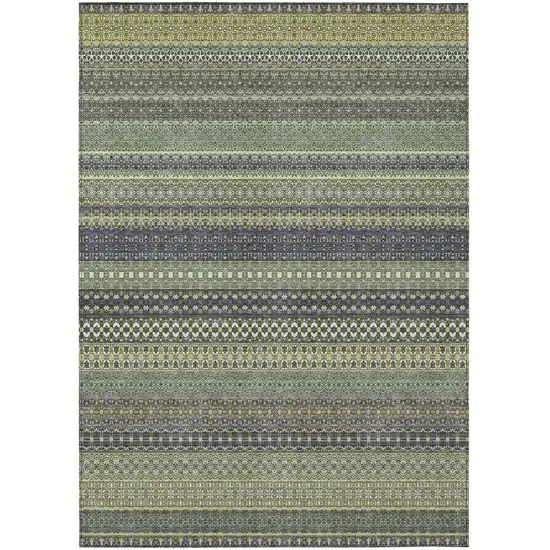 3' X 4' Sage Striped Washable Non Skid Indoor Outdoor Area Rug Photo 2