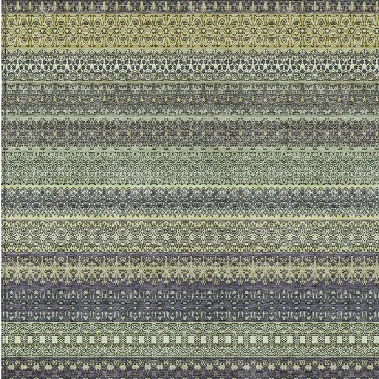 Sage Striped Washable Non Skid Indoor Outdoor Area Rug Photo 6