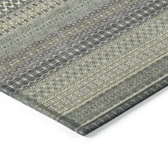 Sage Striped Washable Non Skid Indoor Outdoor Area Rug Photo 4