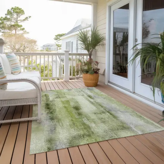 3' X 4' Sage Washable Non Skid Indoor Outdoor Area Rug Photo 8