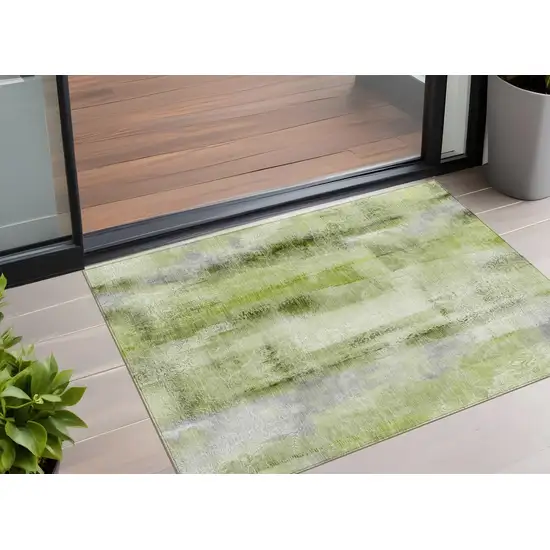 Sage Washable Non Skid Indoor Outdoor Area Rug Photo 1