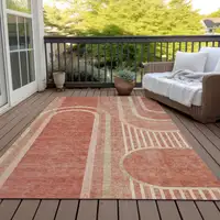 Photo of 3' X 5' Salmon Abstract Washable Non Skid Indoor Outdoor Area Rug