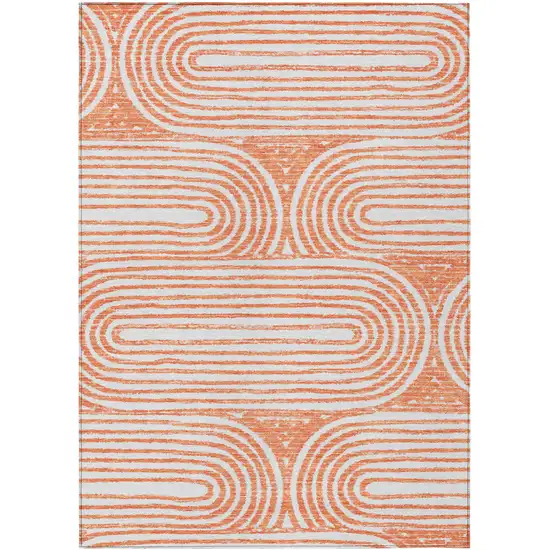 3' X 4' Salmon Abstract Washable Non Skid Indoor Outdoor Area Rug Photo 2