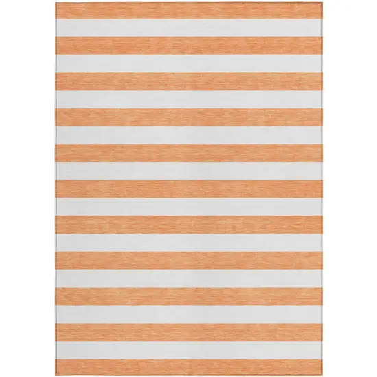 3' X 4' Salmon Striped Washable Non Skid Indoor Outdoor Area Rug Photo 5