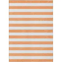 Photo of 3' X 5' Salmon Striped Washable Non Skid Indoor Outdoor Area Rug