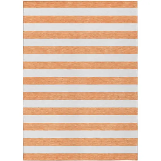 3' X 5' Salmon Striped Washable Non Skid Indoor Outdoor Area Rug Photo 2