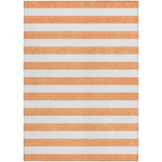 Salmon Striped Washable Non Skid Indoor Outdoor Area Rug Photo 4