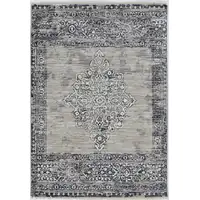 Photo of 4'X6' Sand Charcoal Machine Woven Distressed Vintage Traditional Indoor Area Rug