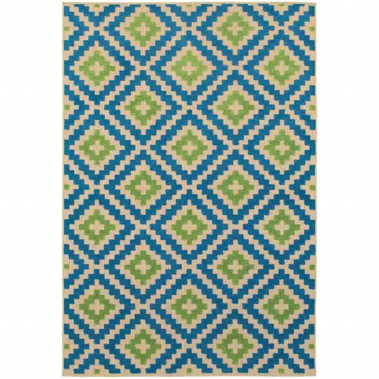 4' X 6' Sand Geometric Stain Resistant Indoor Outdoor Area Rug Photo 1