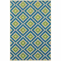 Photo of 4' X 6' Sand Geometric Stain Resistant Indoor Outdoor Area Rug
