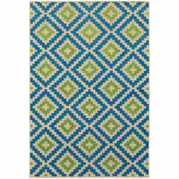 Photo of 6' X 9' Sand Geometric Stain Resistant Indoor Outdoor Area Rug