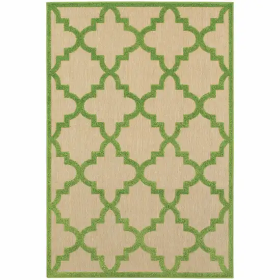 4' X 6' Sand Geometric Stain Resistant Indoor Outdoor Area Rug Photo 1