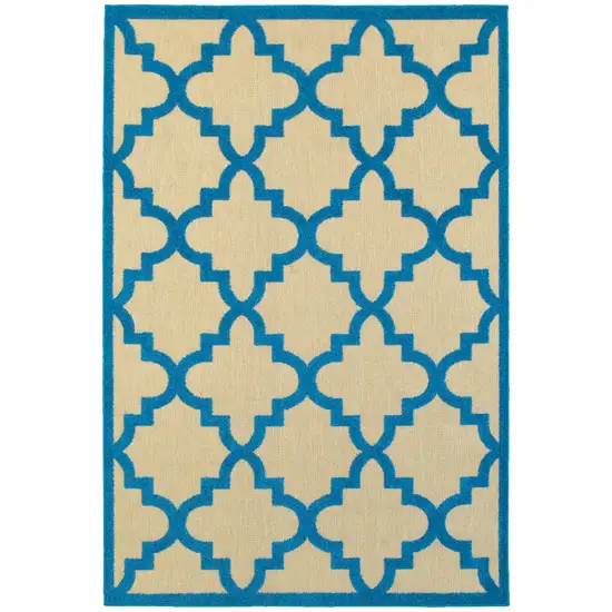 6' X 9' Sand Geometric Stain Resistant Indoor Outdoor Area Rug Photo 1