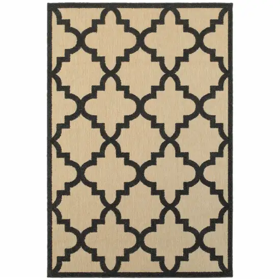 6' X 9' Sand Geometric Stain Resistant Indoor Outdoor Area Rug Photo 1