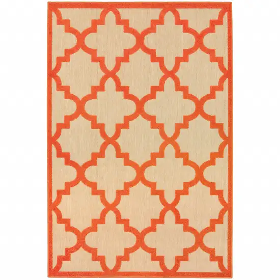 4' X 6' Sand Geometric Stain Resistant Indoor Outdoor Area Rug Photo 1