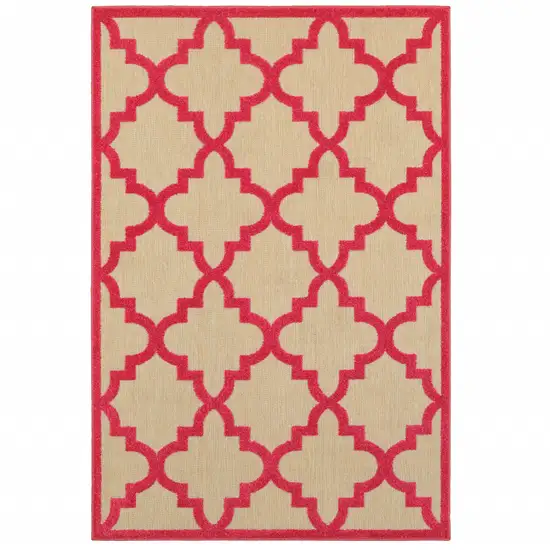 4' X 6' Sand Geometric Stain Resistant Indoor Outdoor Area Rug Photo 1